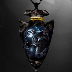 Geometric Triangle Cat Pendant Punk Hip hop Style Necklace