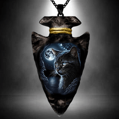 Geometric Triangle Cat Pendant Punk Hip hop Style Necklace
