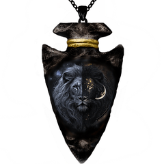 Gothic Lion Head Pendant Necklace Chain Geometric Triangle Animal