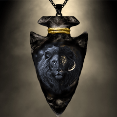 Gothic Lion Head Pendant Necklace Chain Geometric Triangle Animal