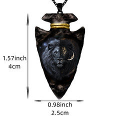 Gothic Lion Head Pendant Necklace Chain Geometric Triangle Animal