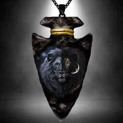 Gothic Lion Head Pendant Necklace Chain Geometric Triangle Animal