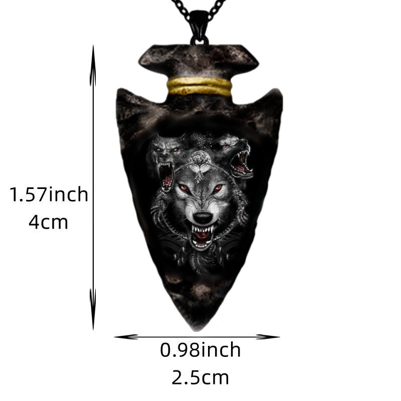 Gothic Chain Wolf Head Pendant Necklace Hip Hop Style Accessory