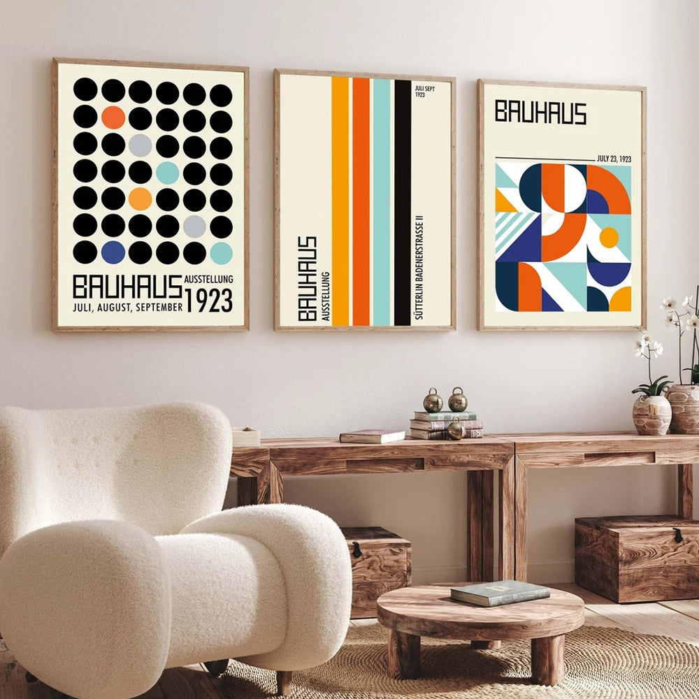 Modern Abstract Geometric Shapes Canvas Wall Art Set