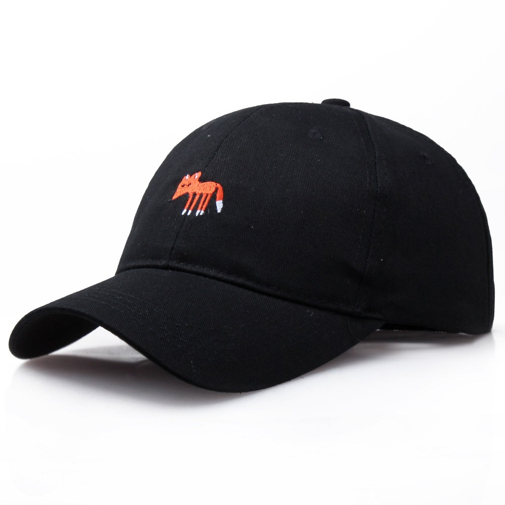 Fox Embroidery Baseball Cap Adjustable Sunscreen Dad Hats