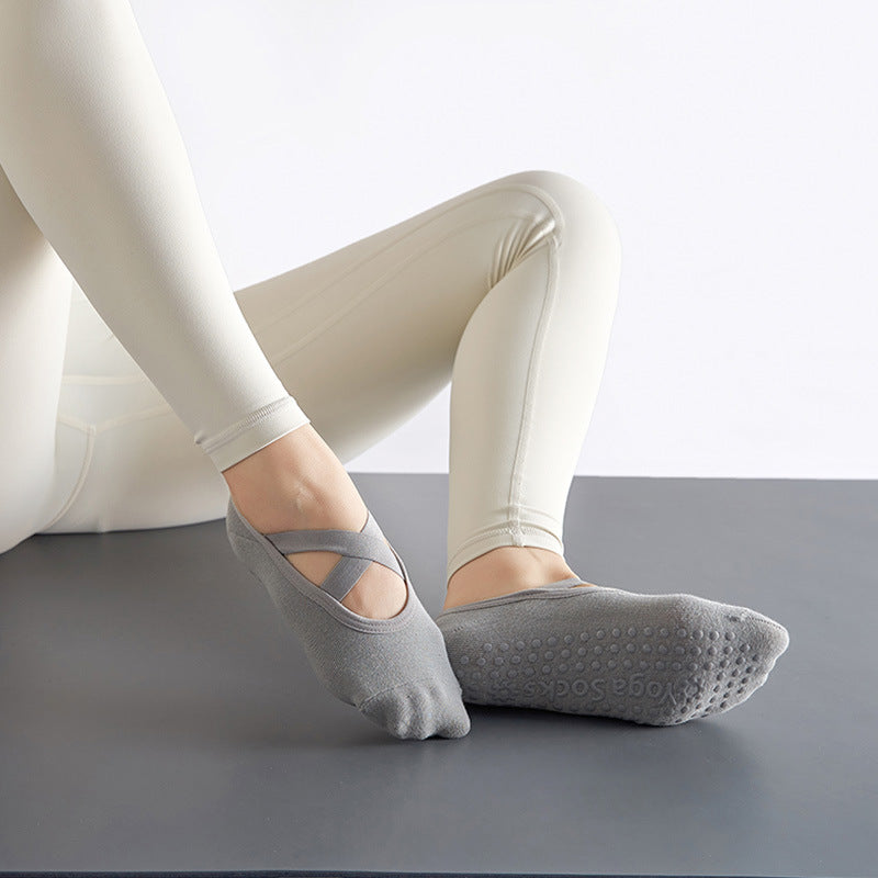 Non Slip Dance Socks with Criss Cross Strap Gripper for Yoga Pilates