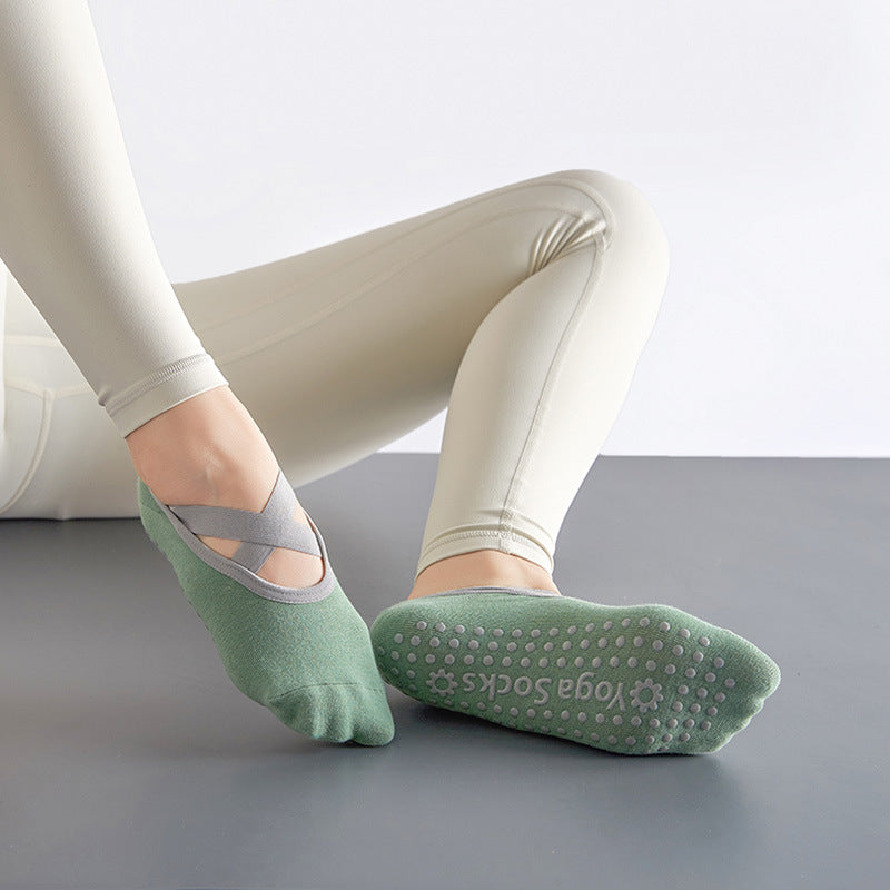 Non Slip Dance Socks with Criss Cross Strap Gripper for Yoga Pilates
