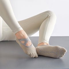 Non Slip Dance Socks with Criss Cross Strap Gripper for Yoga Pilates