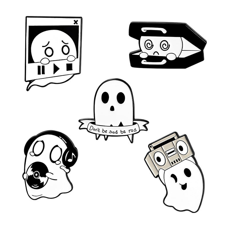 Girl's Ghost Series Brooch Radio Earphones Luggage Alloy Brooch