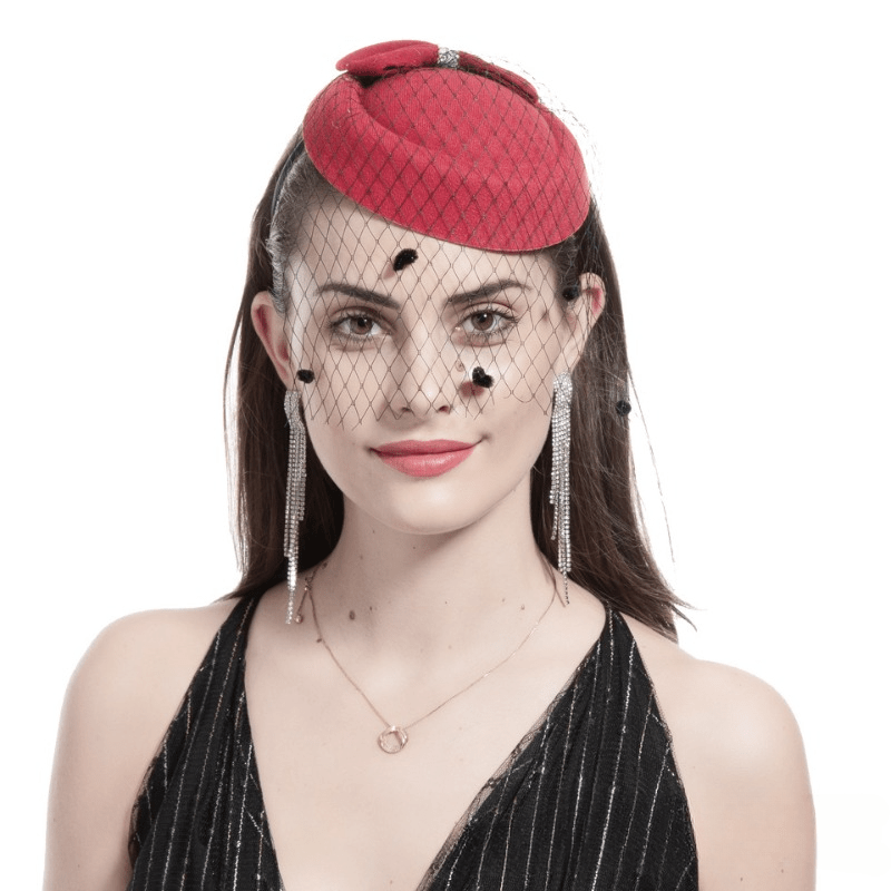 Faux Pearl Mesh Head Piece Hat with Bow Hair Accessories