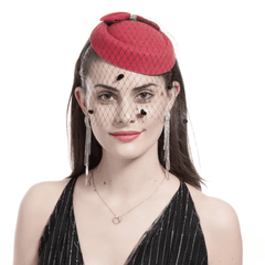 Faux Pearl Mesh Head Piece Hat with Bow Hair Accessories