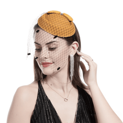 Faux Pearl Mesh Head Piece Hat with Bow Hair Accessories