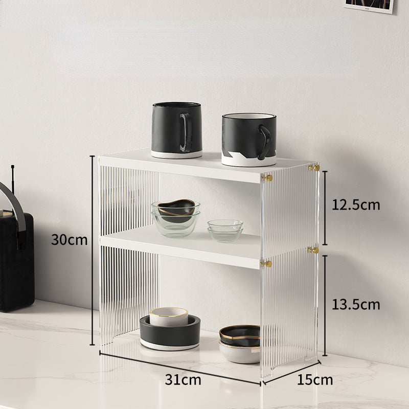 2 Tier Wooden Cup Storage Rack for Bathroom and Kitchen