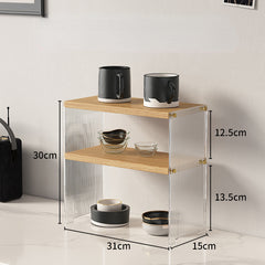 2 Tier Wooden Cup Storage Rack for Bathroom and Kitchen