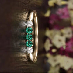 Dainty Green Zircon Ring 14k Plated Inlaid - Perfect Birthday Gift