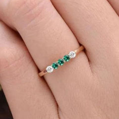 Dainty Green Zircon Ring 14k Plated Inlaid - Perfect Birthday Gift