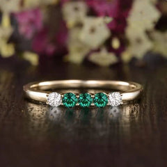 Dainty Green Zircon Ring 14k Plated Inlaid - Perfect Birthday Gift