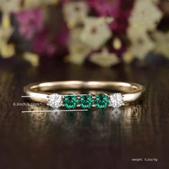 Dainty Green Zircon Ring 14k Plated Inlaid - Perfect Birthday Gift