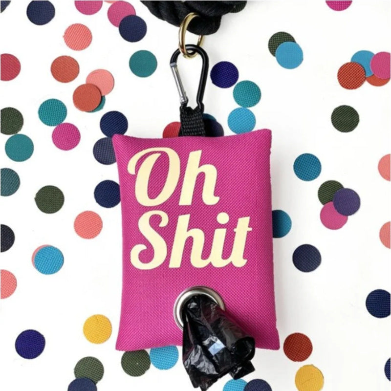 OH SHIT Graphic Poop Bag Holder Dispenser for Dogs