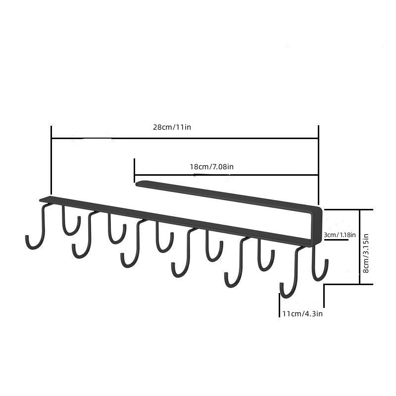 12 Hook Wall Mounted Storage Rack for Kitchen