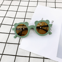 Cute Bear Shape Frame Toddler Kids Sunglasses Round Shades