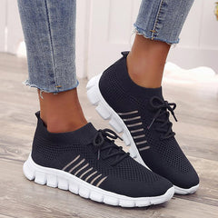 Women's Mesh Sneakers Lace Up Tennis Shoes Comfy Non Slip Walking Shoes