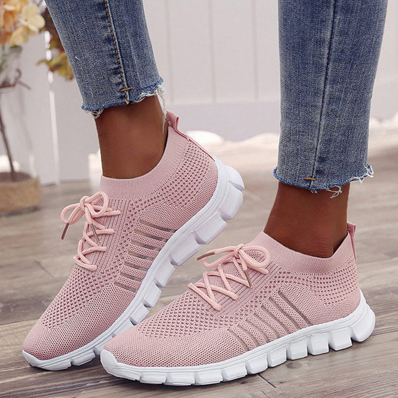 Women's Mesh Sneakers Lace Up Tennis Shoes Comfy Non Slip Walking Shoes