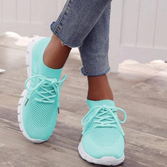 Women's Mesh Sneakers Lace Up Tennis Shoes Comfy Non Slip Walking Shoes