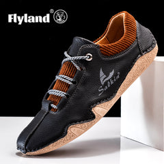Men's Lace up Sneakers Casual PU Leather Walking Shoes Comfortable
