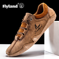 Men's Lace up Sneakers Casual PU Leather Walking Shoes Comfortable