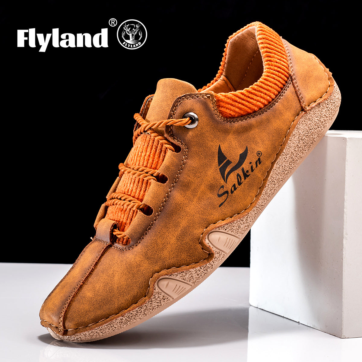 Men's Lace up Sneakers Casual PU Leather Walking Shoes Comfortable