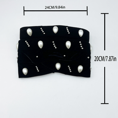 Pearl Decor Turban Cap Rhinestone Head Wrap Chemo Hats For Women