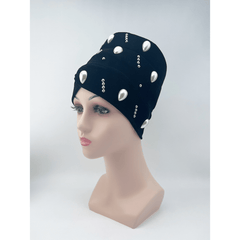 Pearl Decor Turban Cap Rhinestone Head Wrap Chemo Hats For Women