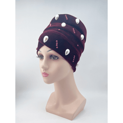 Pearl Decor Turban Cap Rhinestone Head Wrap Chemo Hats For Women