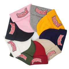 Letter Embroidery Beanie Solid Knit Hat Unisex Warm Skull Cap