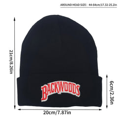 Letter Embroidery Beanie Solid Knit Hat Unisex Warm Skull Cap