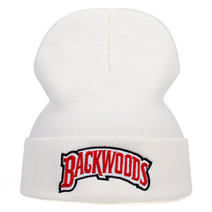 Letter Embroidery Beanie Solid Knit Hat Unisex Warm Skull Cap