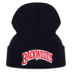 Letter Embroidery Beanie Solid Knit Hat Unisex Warm Skull Cap