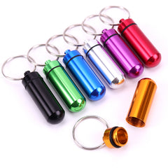2pcs Waterproof Pill Boxes Keychain Aluminum Stainless Steel