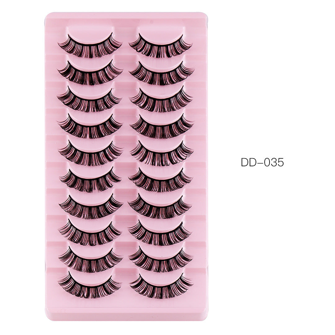 Curling Thick Volume Lashes Natural Look False Eyelashes 10 Pairs