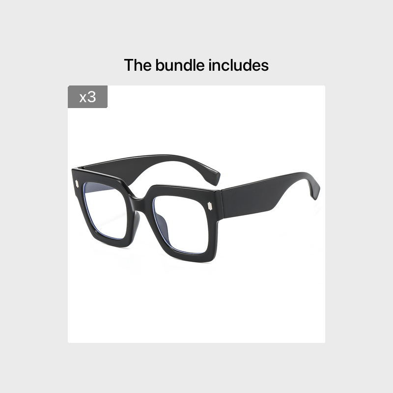 Square Large Frame Glasses Clear Lens Light Blocking Glasses Women Ladies