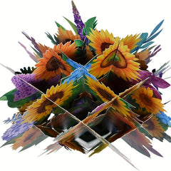 Pop Up Cards Sunflower Card 9 Inch Flower Bouquet Card Birthday Anniversary 3D