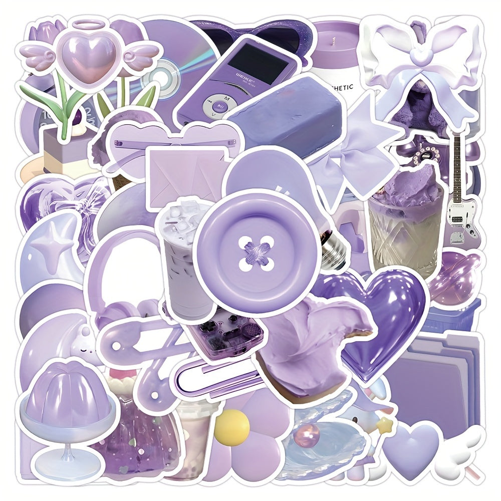 51pcs Purple Series Graffiti Stickers for Laptop Helmet Desktop Water Cup