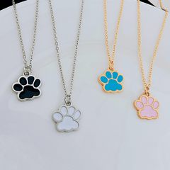 Colorful Cartoon Paw Pendant Necklace for Girls - Birthday Gift Jewelry
