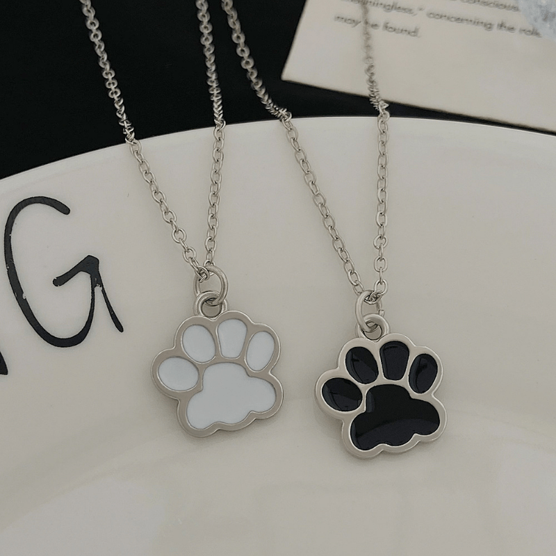 Colorful Cartoon Paw Pendant Necklace for Girls - Birthday Gift Jewelry