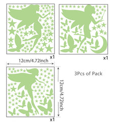 Glow in Dark Fairy Decals Butterfly Moon Star Wall Stickers for Kids' Room