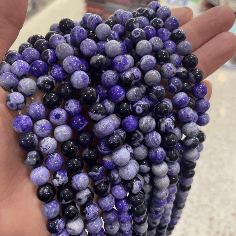 Purple Block Round Stone Loose Jewelry Making Accessories Art Craft Material