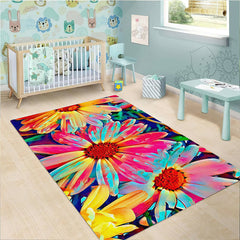 Vintage Flower Printed Kitchen Rug Non Slip Stain Resistant