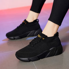 Women's Breathable Knit Sneakers Casual Lace Up Sock Shoes