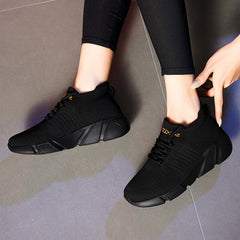 Women's Breathable Knit Sneakers Casual Lace Up Sock Shoes